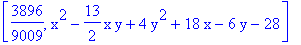 [3896/9009, x^2-13/2*x*y+4*y^2+18*x-6*y-28]